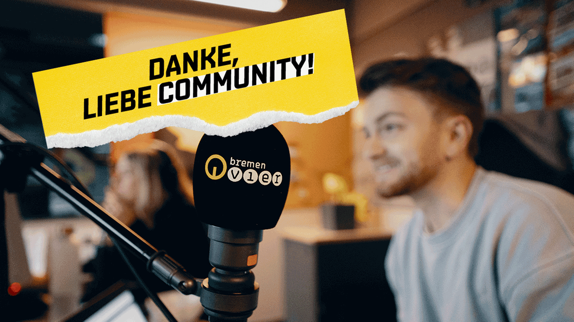 Bremen-Vier-Studio und "Danke"-Schriftzug