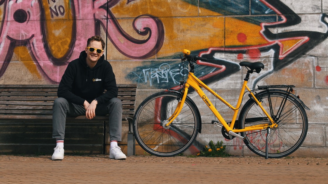 Malte Janssen und das Bremen Vier Fahrrad